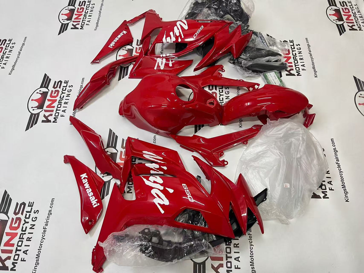 Fairings for Kawasaki Ninja 650 (2020-2025) Red, White from KingsMotorcycleFairings.com