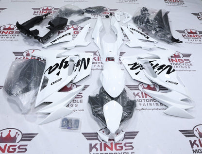 Fairings for Kawasaki Ninja 650 (2020-2025) White, Black Gloss from KingsMotorcycleFairings.com