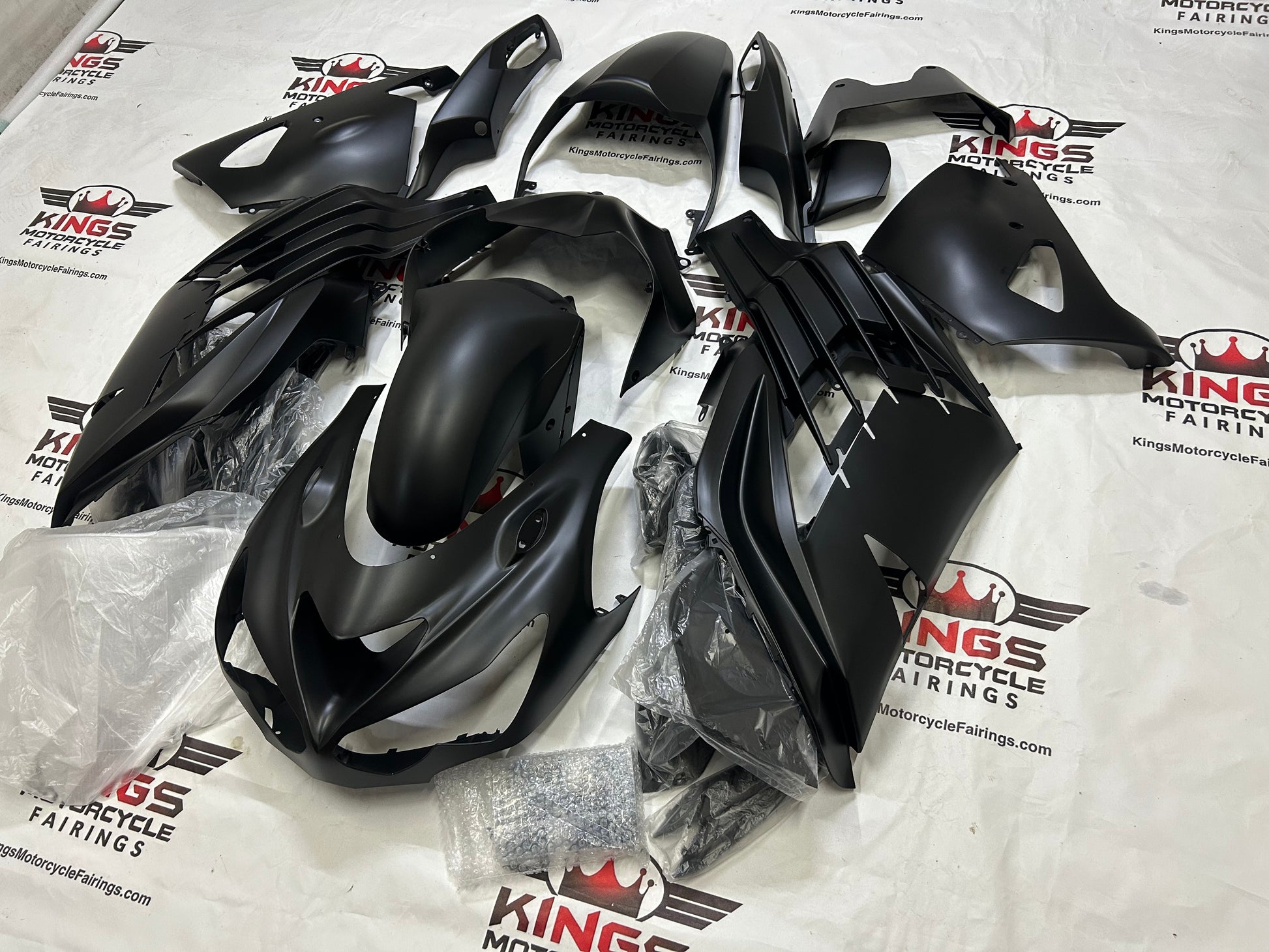 Fairings for Kawasaki Ninja ZX-14R (2012-2024) All Matte Black at KingsMotorcycleFairings.com