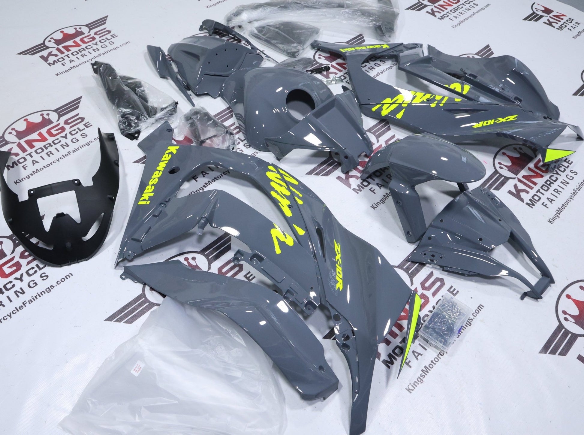 Fairings for Kawasaki Ninja ZX10R (2011-2015) Gray, Yellow at KingsMotorcycleFairings.com