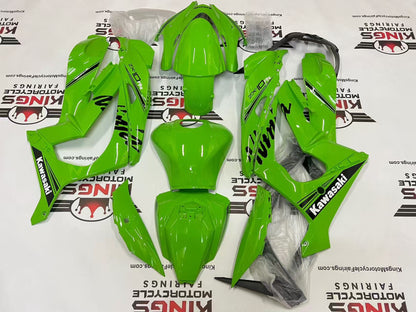 Fairings for Kawasaki Ninja ZX10R (2016-2020) Green Lime, Black Stripe, White from KingsMotorcycleFairings.com