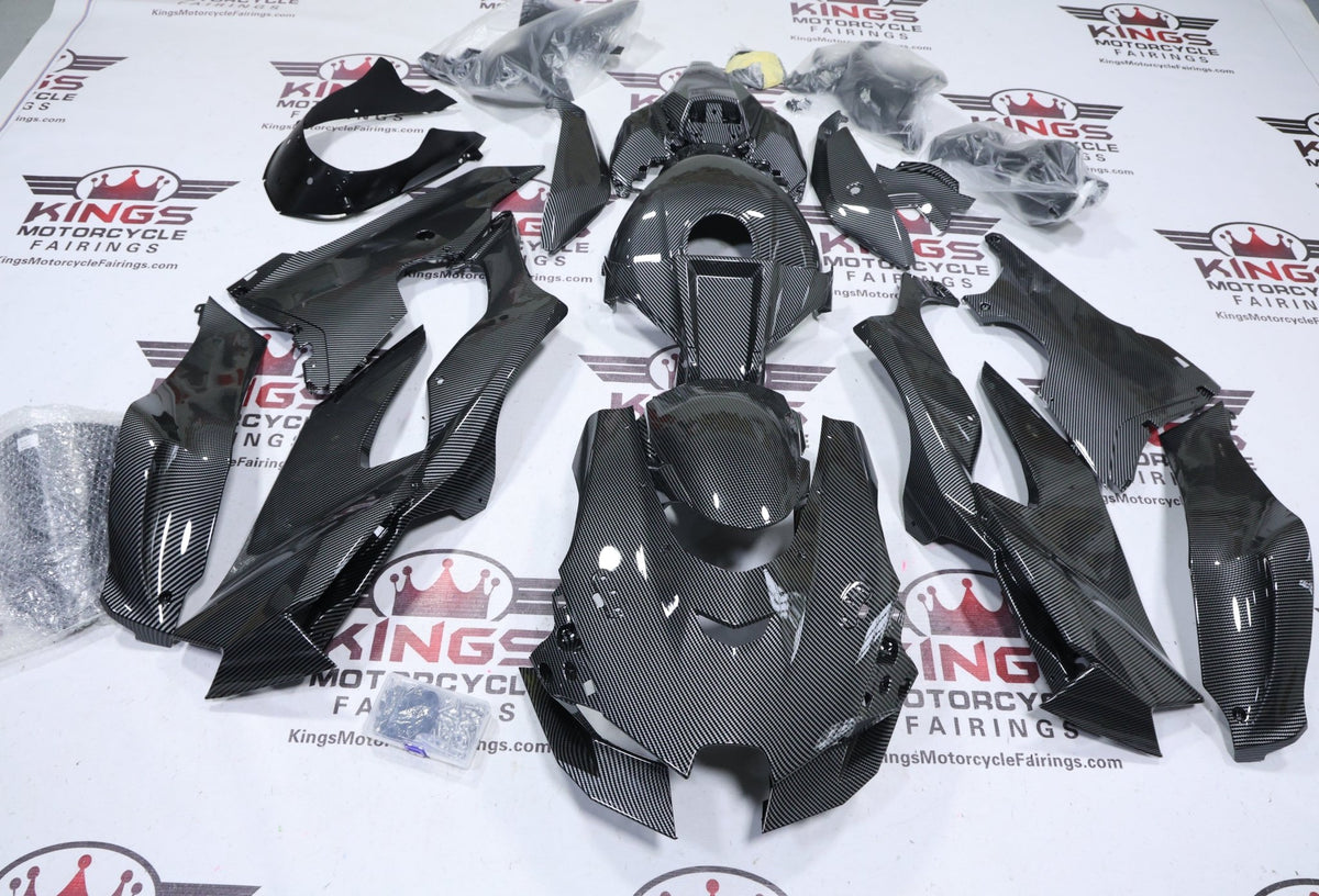 Fairings for Kawasaki Ninja ZX10R (2021-2025) All Faux Carbon Fiber at KingsMotorcycleFairings.com