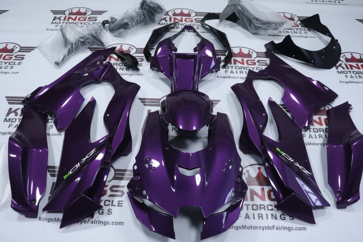 Kawasaki Ninja ZX-10R Fairings (2021-2025) Purple, White, Green at KingsMotorcycleFairings.com