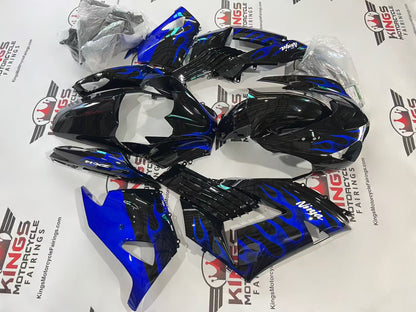 Fairings for Kawasaki Ninja ZX14R (2006-2011) Black, Blue Fire at KingsMotorcycleFairings.com