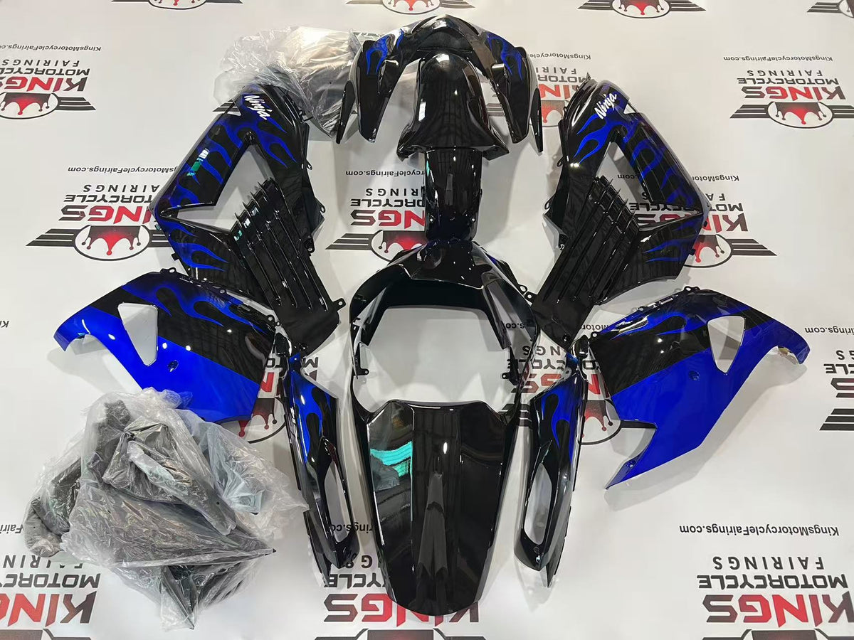 Fairings for Kawasaki Ninja ZX14R (2006-2011) Black, Blue Fire from KingsMotorcycleFairings.com