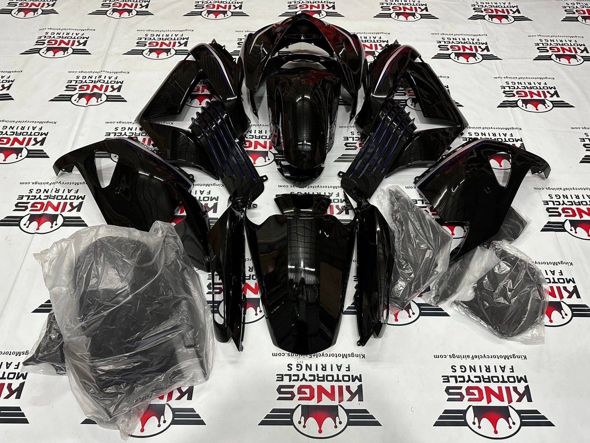 Fairings for Kawasaki Ninja ZX14R (2006-2011) Black, Dark Purple, Silver at KingsMotorcycleFairings.com