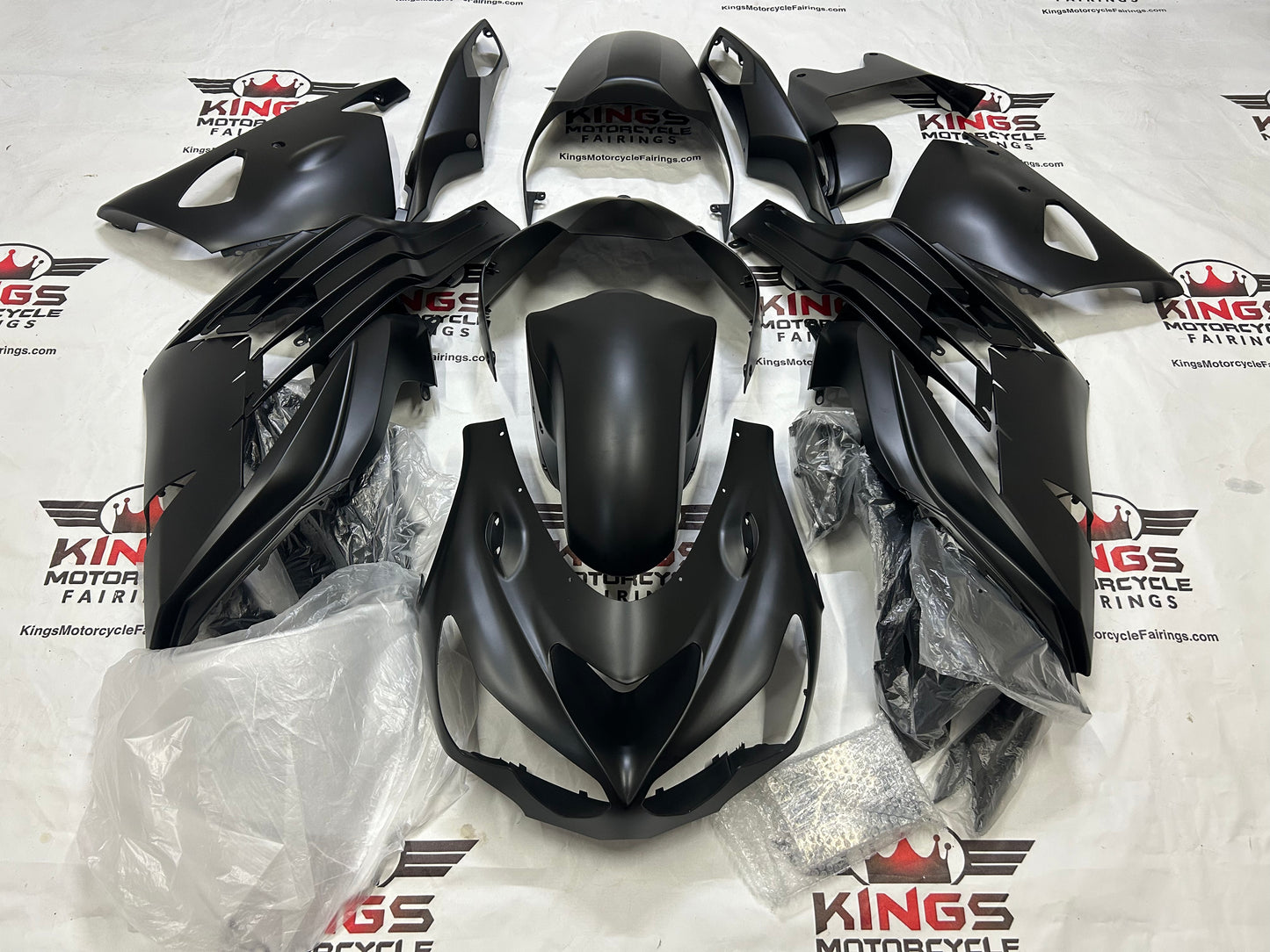 Fairings for Kawasaki Ninja ZX14R (2012-2024) All Matte Black at KingsMotorcycleFairings.com