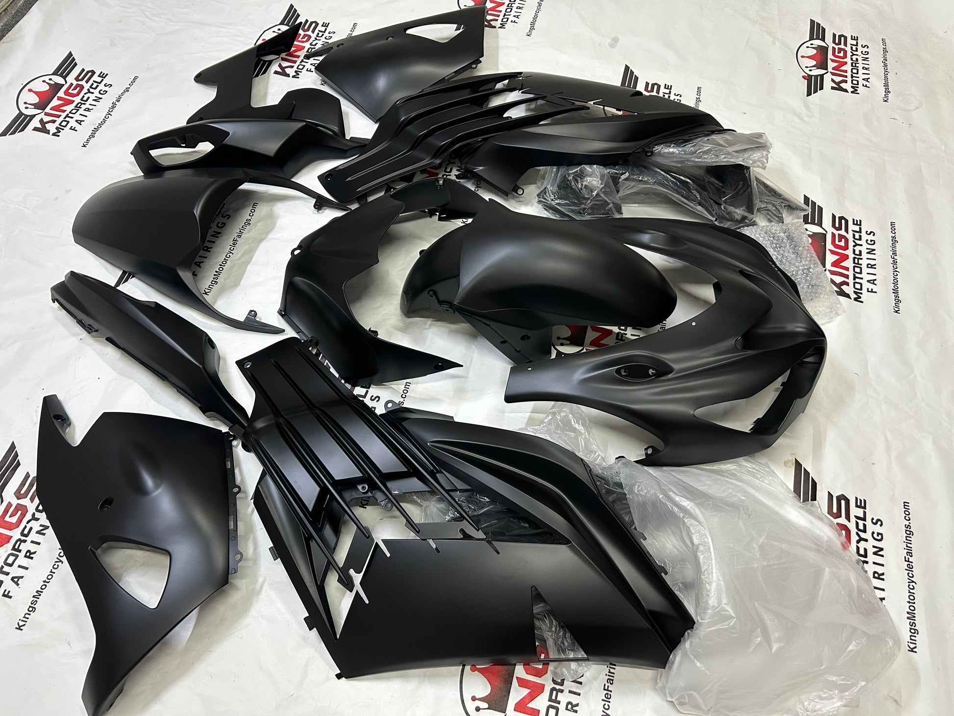 Fairings for Kawasaki Ninja ZX14R (2012-2024) All Matte Black from KingsMotorcycleFairings.com