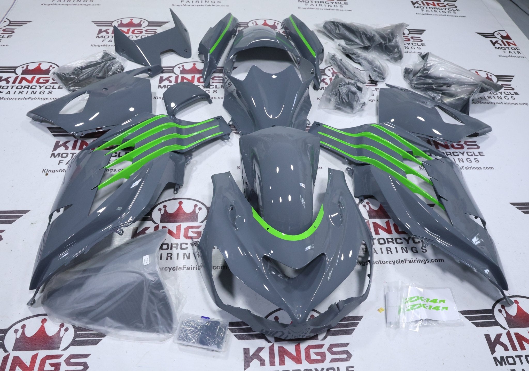 Kawasaki Ninja ZX14R (2012-2024) Gray Nardo, Green Fairings