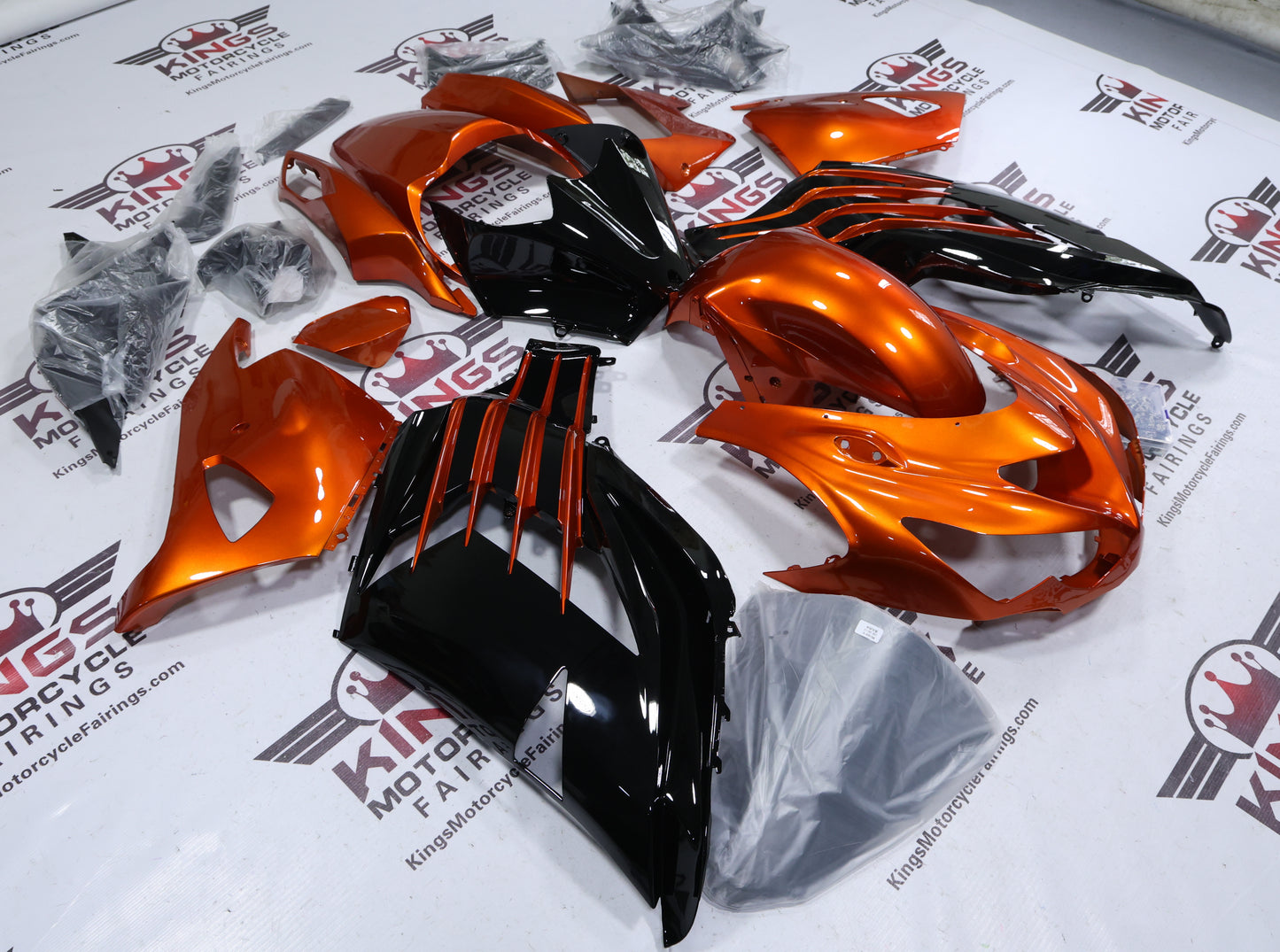 Fairings for Kawasaki Ninja ZX14R (2012-2024) Rust Orange, Black at KingsMotorcycleFairings.com
