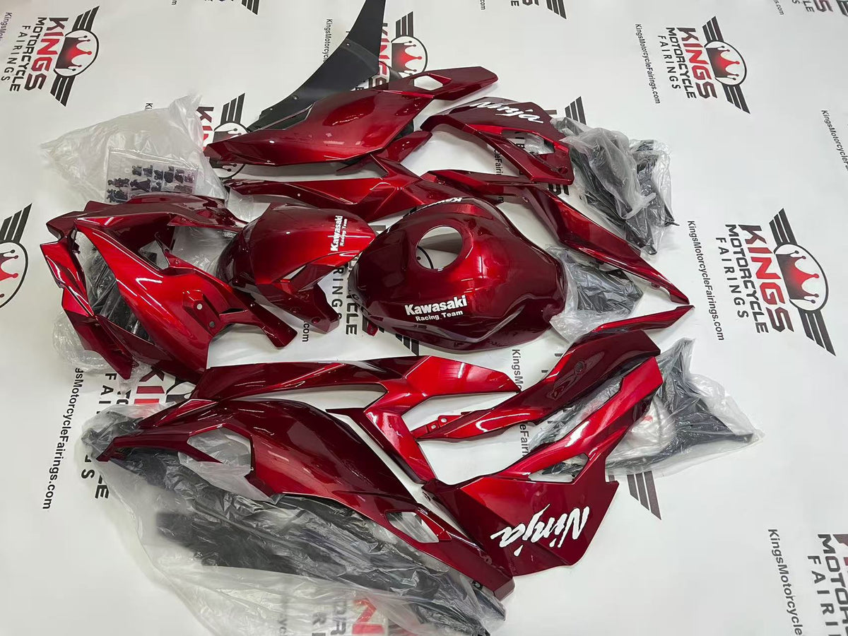 Fairings for Kawasaki Ninja ZX4RR (2019-2025) Dark Red, White KRT at KingsMotorcycleFairings.com
