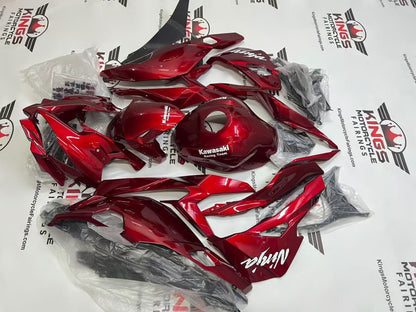 Fairings for Kawasaki Ninja ZX4RR (2019-2025) Dark Red, White KRT at KingsMotorcycleFairings.com