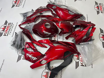 Fairings for Kawasaki Ninja ZX4RR (2019-2025) Dark Red, White KRT from KingsMotorcycleFairings.com