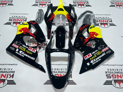Fairings for Kawasaki Ninja ZX6R 636 (2000-2002) Black, Yellow, RedBull at KingsMotorcycleFairings.com