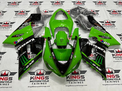 Fairings for Kawasaki Ninja ZX6R 636 (2005-2006) Monster Green, Black at KingsMotorcycleFairings.com