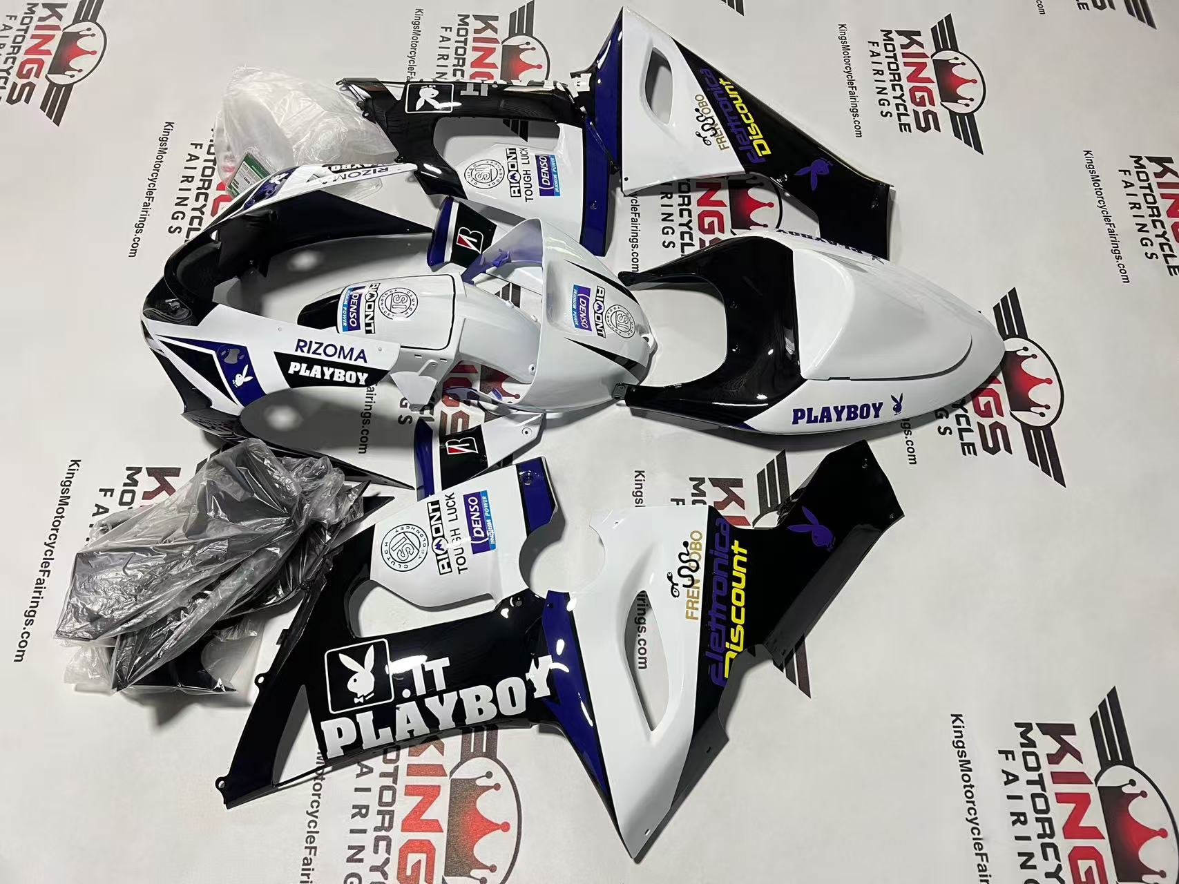 Kawasaki ZX6R 636 Playboy White, Black, Purple Fairings