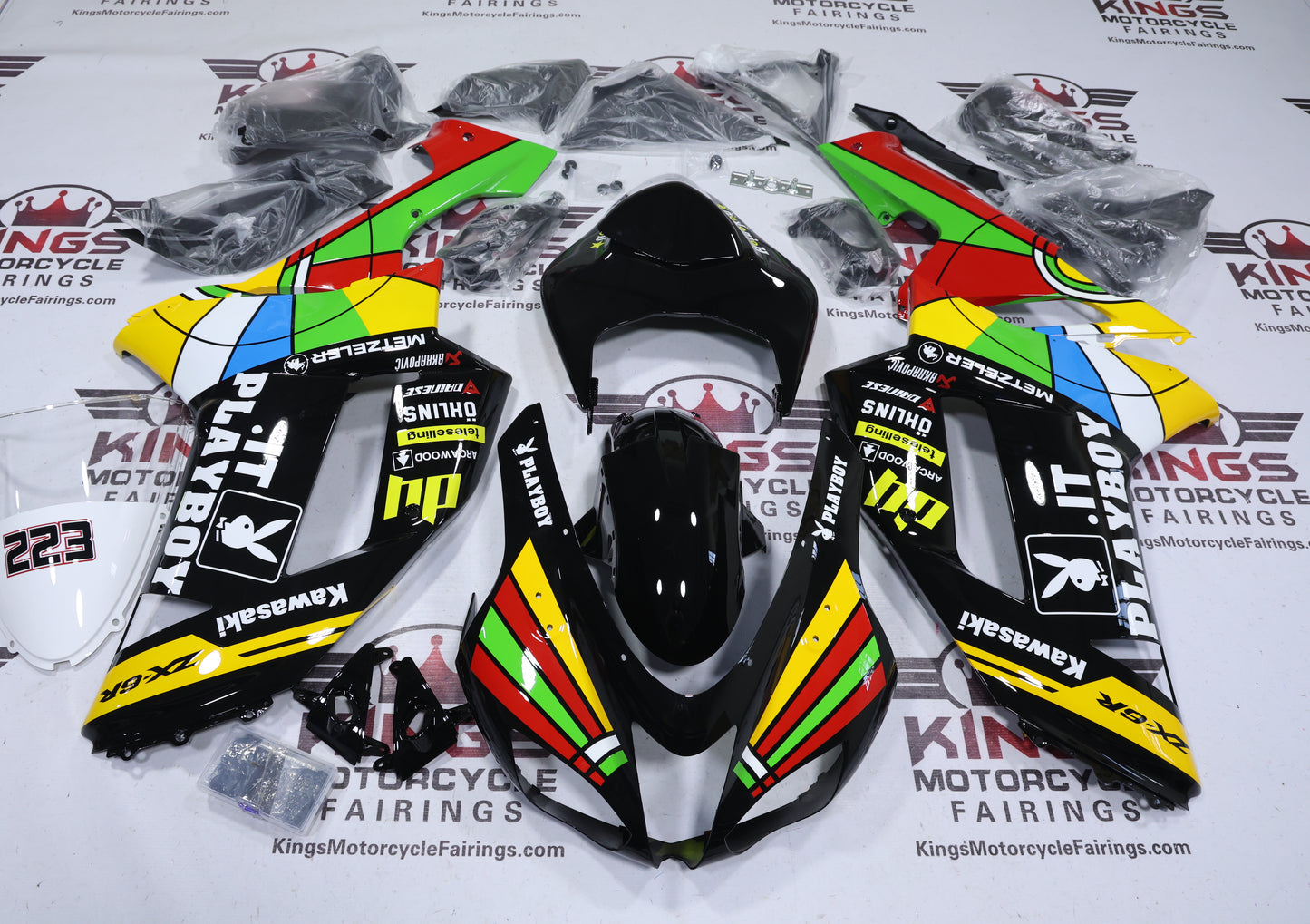 Fairings for Kawasaki Ninja ZX6R 636 (2007-2008) Colored Playboy from KingsMotorcycleFairings.com