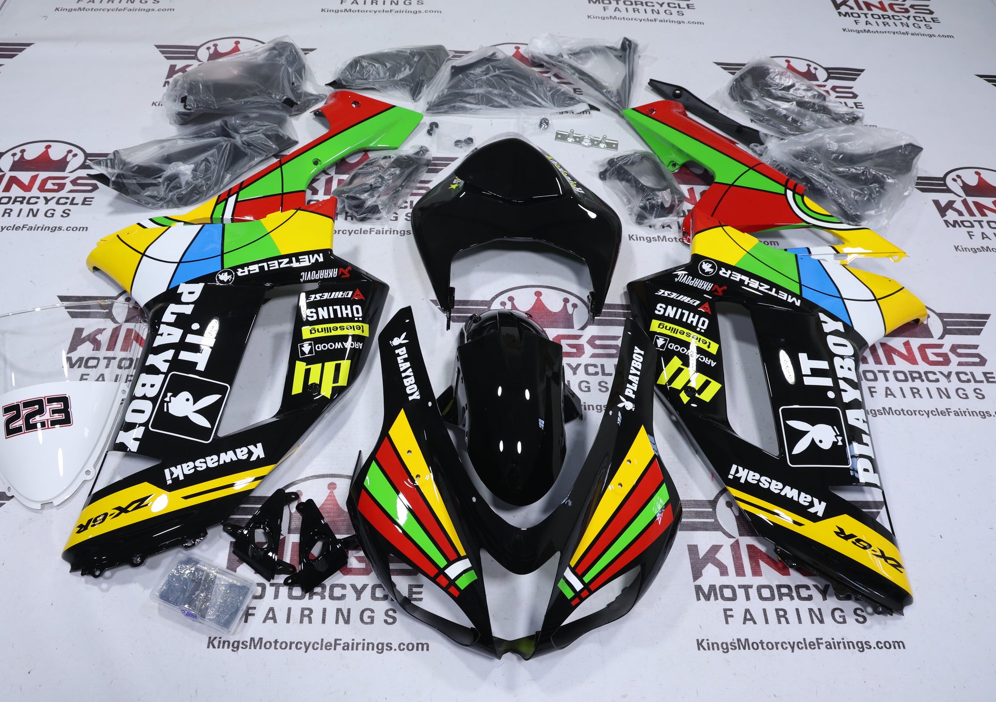 Fairings for Kawasaki Ninja ZX6R 636 (2007-2008) Colored Playboy from KingsMotorcycleFairings.com