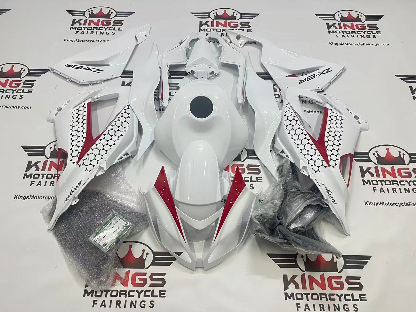 Fairings for Kawasaki Ninja ZX6R 636 (2013-2018) White, Red, Black at KingsMotorcycleFairings.com