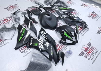 Fairings for Kawasaki Ninja ZX6R 636 (2019-2023) Matte Black, White, Green Elf at KingsMotorcycleFairings.com