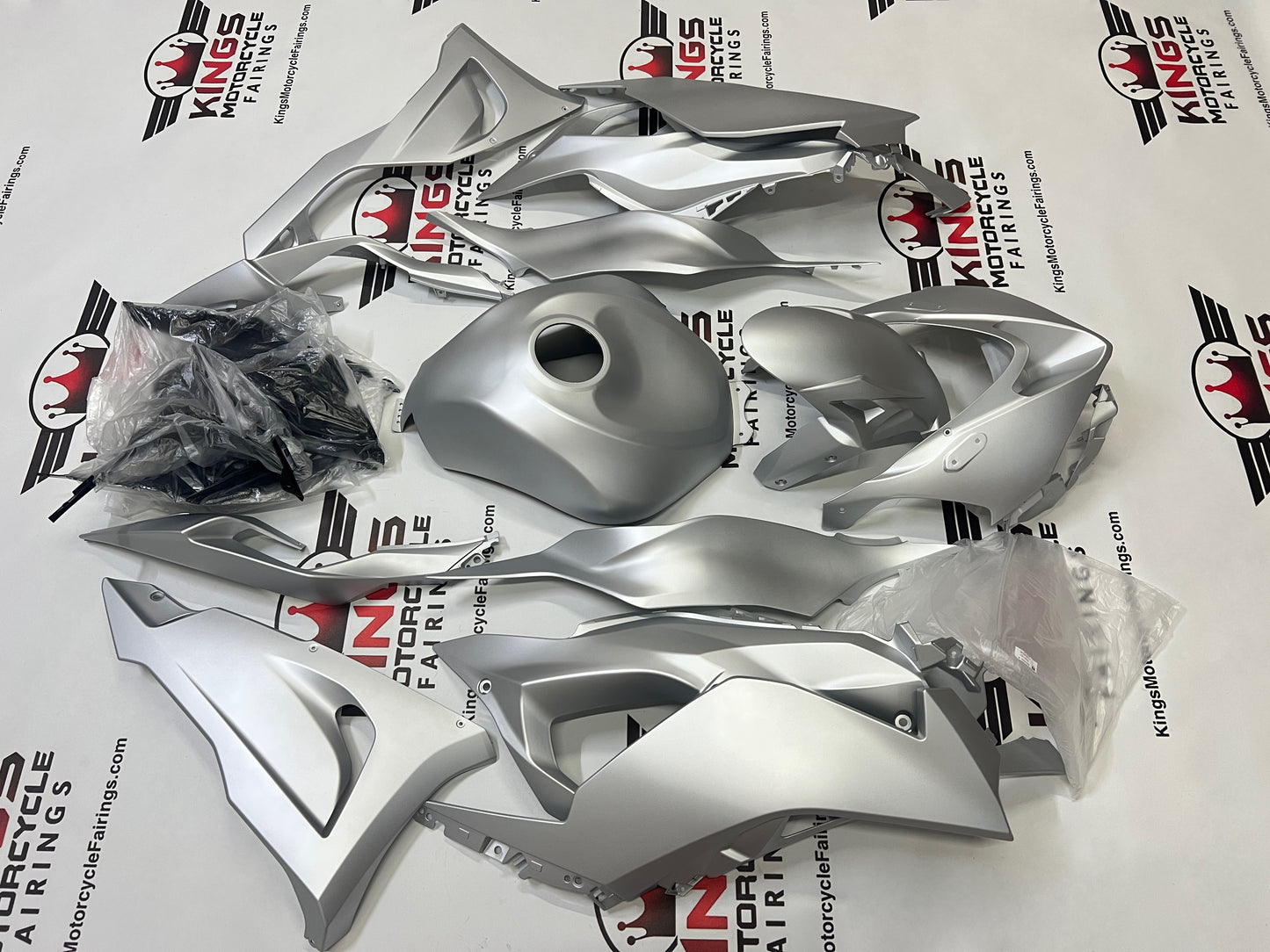 Fairings for Kawasaki Ninja ZX6R 636 (2024-2025) All Satin Silver at KingsMotorcycleFairings.com