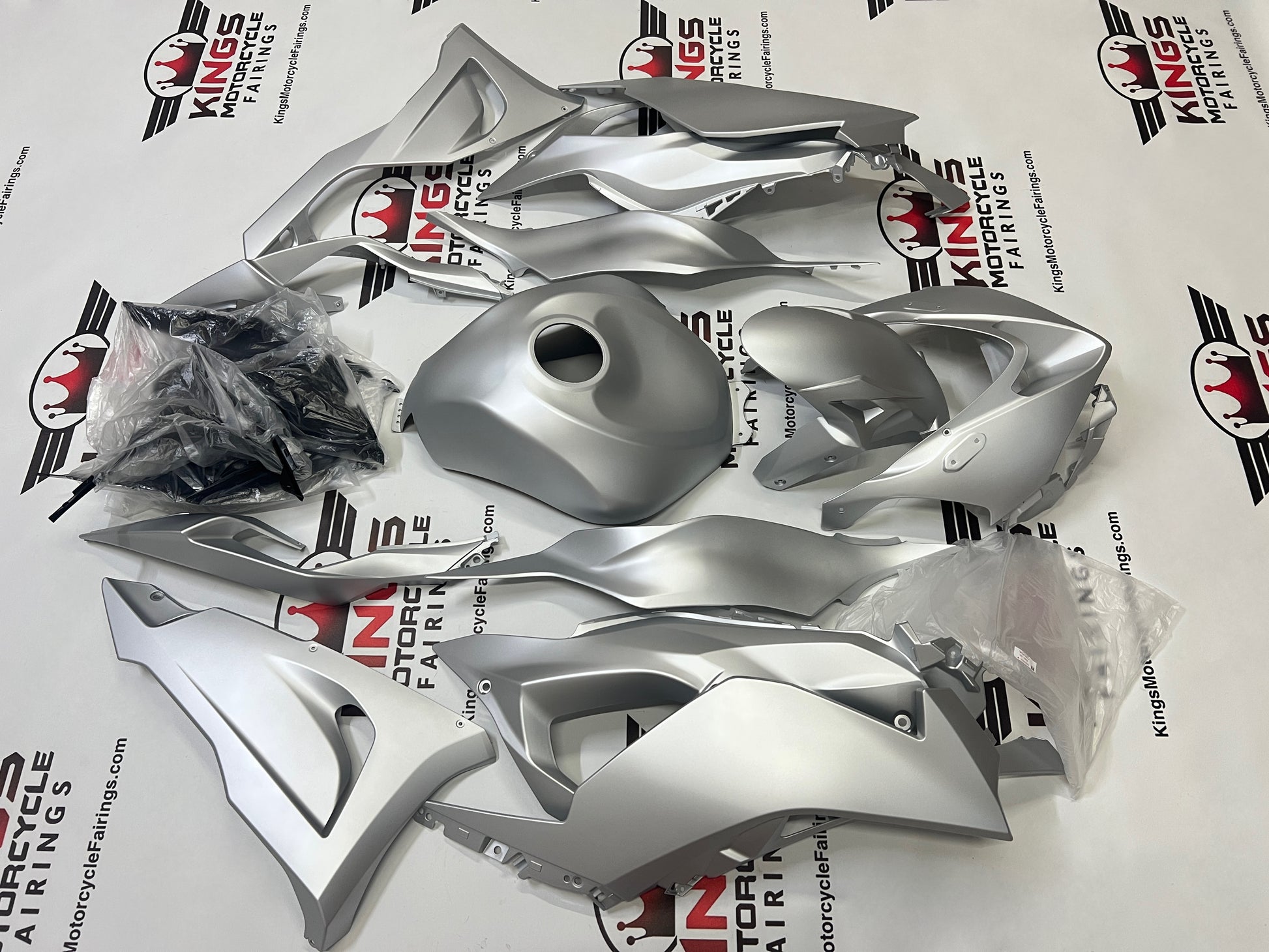 Fairings for Kawasaki Ninja ZX6R 636 (2024-2025) All Satin Silver at KingsMotorcycleFairings.com