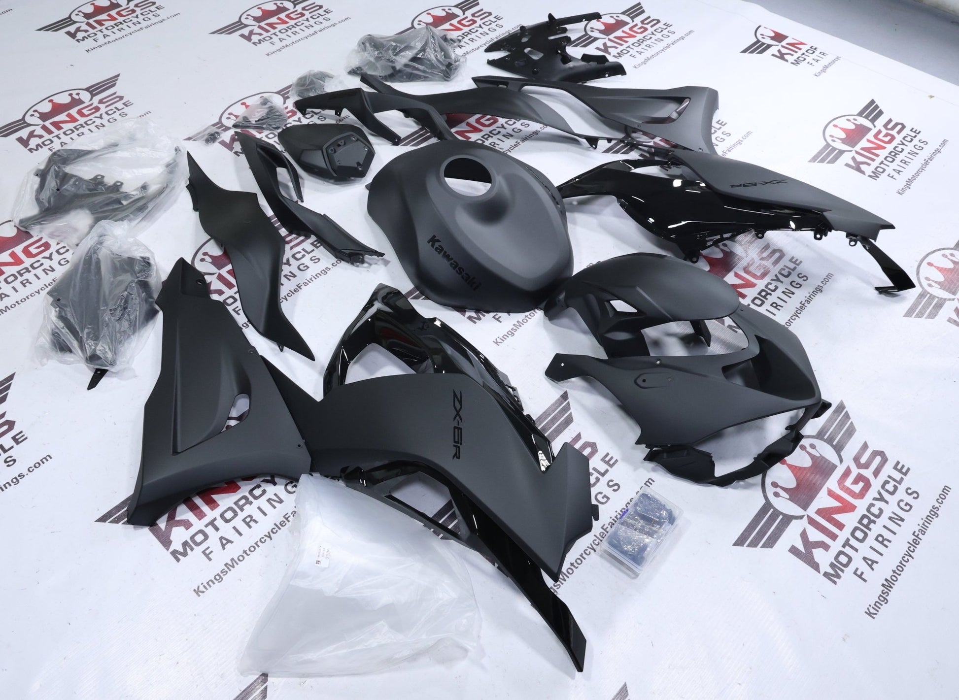 Fairings for Kawasaki ZX-6R 636 (2024-2025) Flat Black, Gloss Black at KingsMotorcycleFairings.com