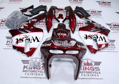 Fairings for Kawasaki ZX-9R (1994-1997) Red Wine, White West at KingsMotorcycleFairings.com