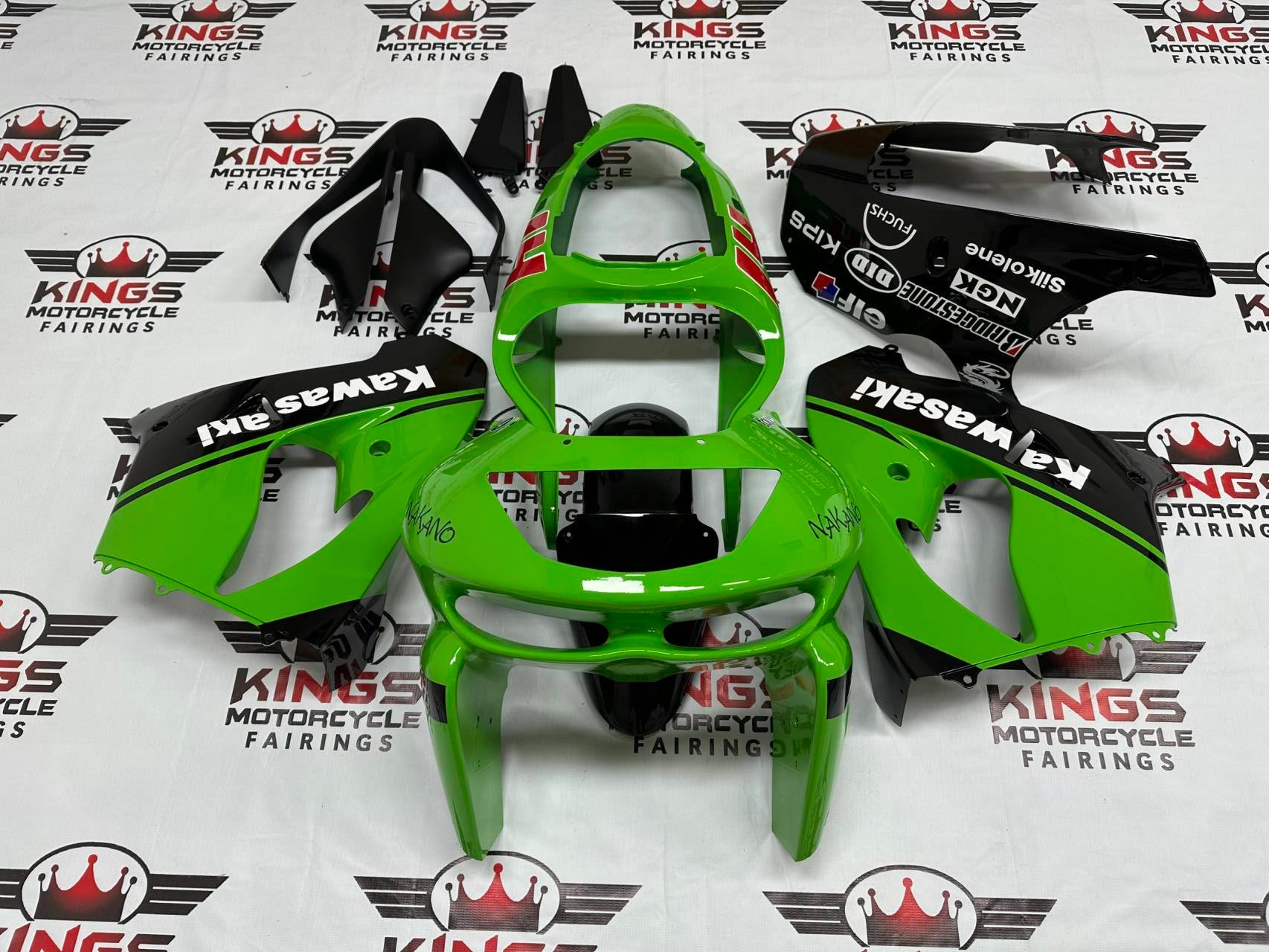 Fairings for Kawasaki ZX-9R (1998-1999) Green, Black, White, Red at KingsMotorcycleFairings.com