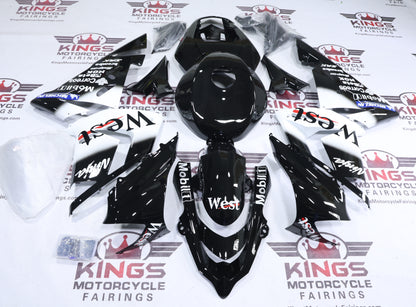 Fairings for Kawasaki ZX10R (2004-2005) Black, White Mobile1 West at KingsMotorcycleFairings.com