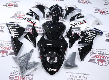 Fairings for Kawasaki ZX10R (2004-2005) Black, White Mobile1 West from KingsMotorcycleFairings.com