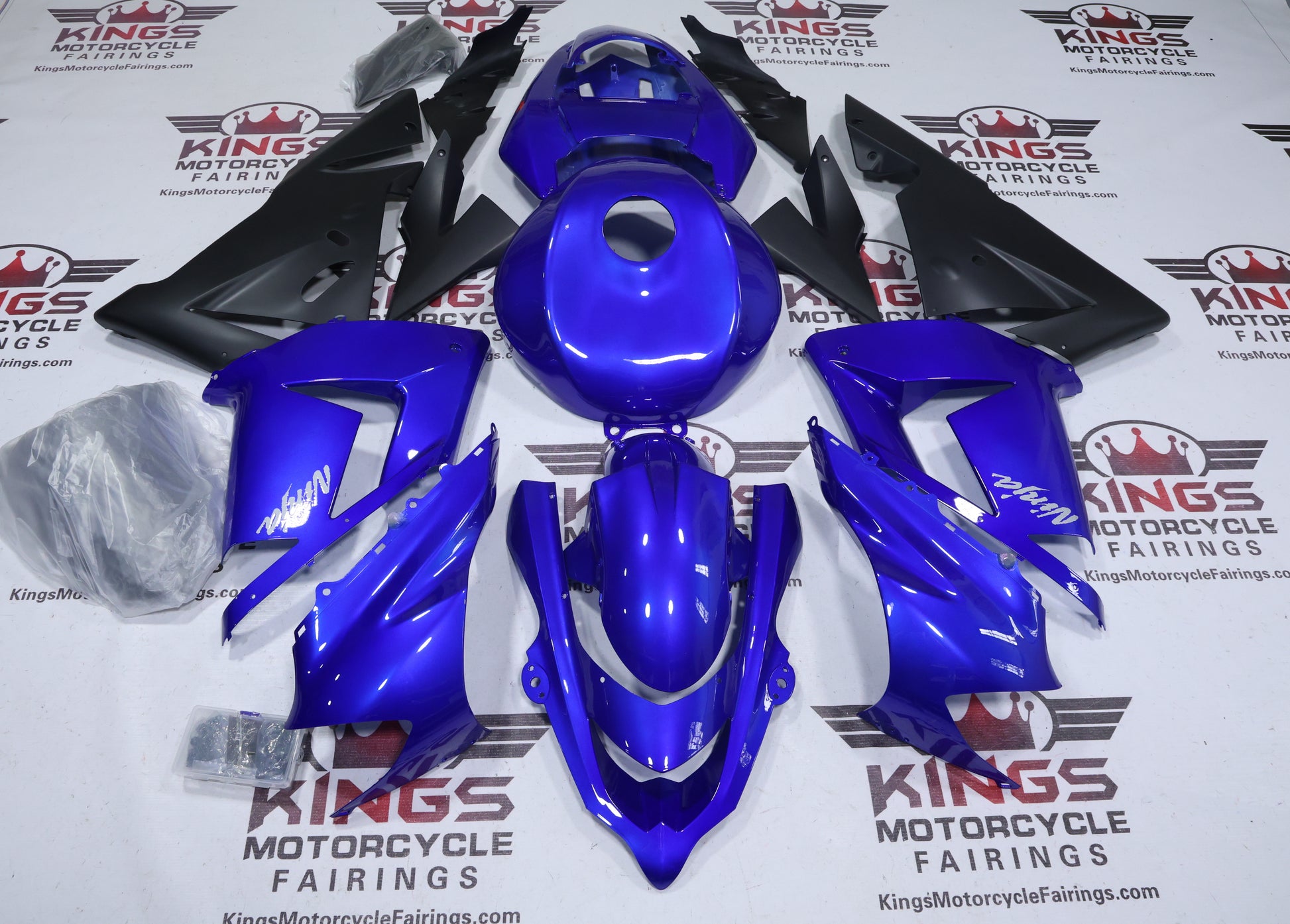 Fairings for Kawasaki ZX10R (2004-2005) Blue, Matte Black, Silver from KingsMotorcycleFairings.com
