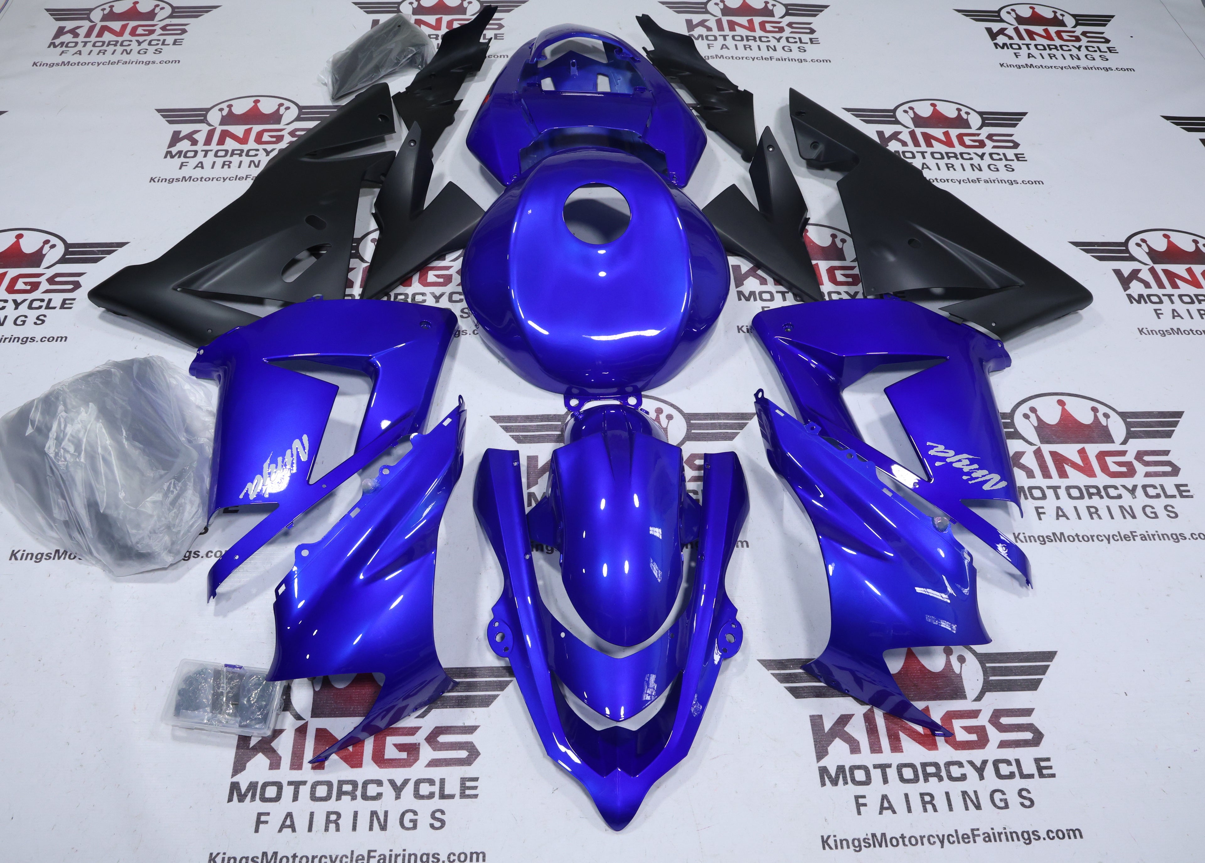 Fairings for Kawasaki ZX10R (2004-2005) Blue, Matte Black, Silver from KingsMotorcycleFairings.com