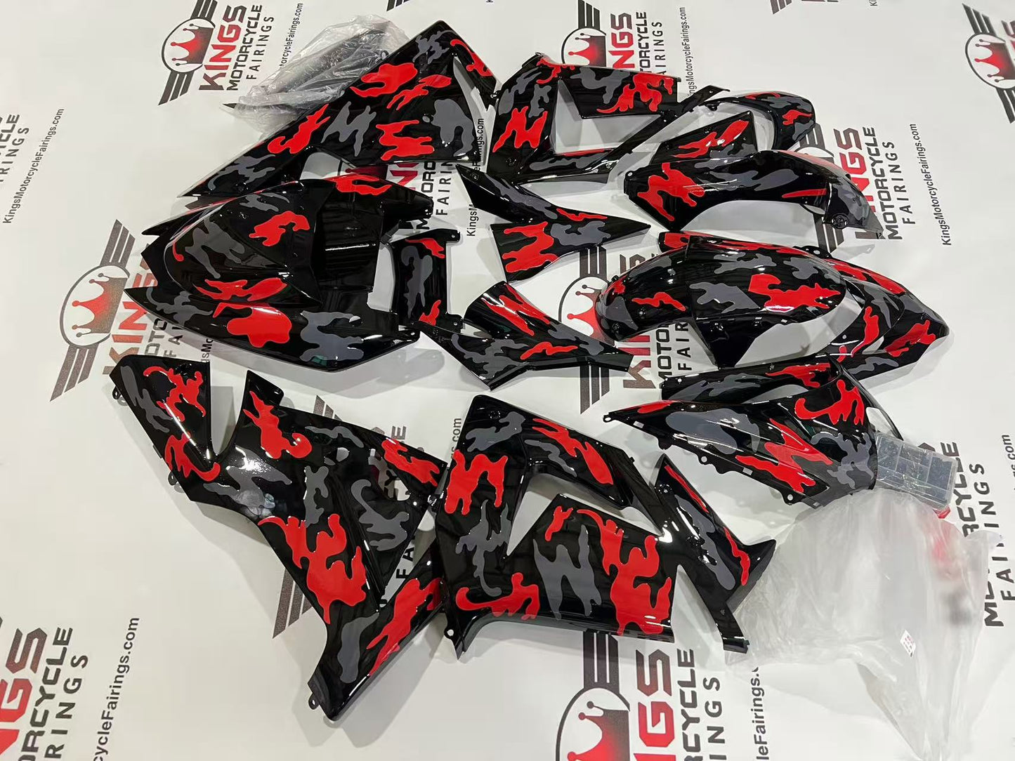 Fairings for Kawasaki ZX10R (2004-2005) Red, Gray, Black Camouflage from KingsMotorcycleFairings.com