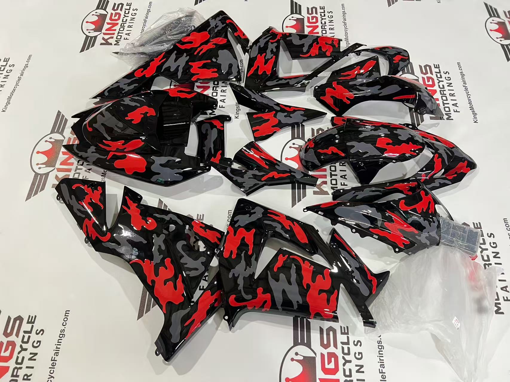 Fairings for Kawasaki ZX10R (2004-2005) Red, Gray, Black Camouflage from KingsMotorcycleFairings.com