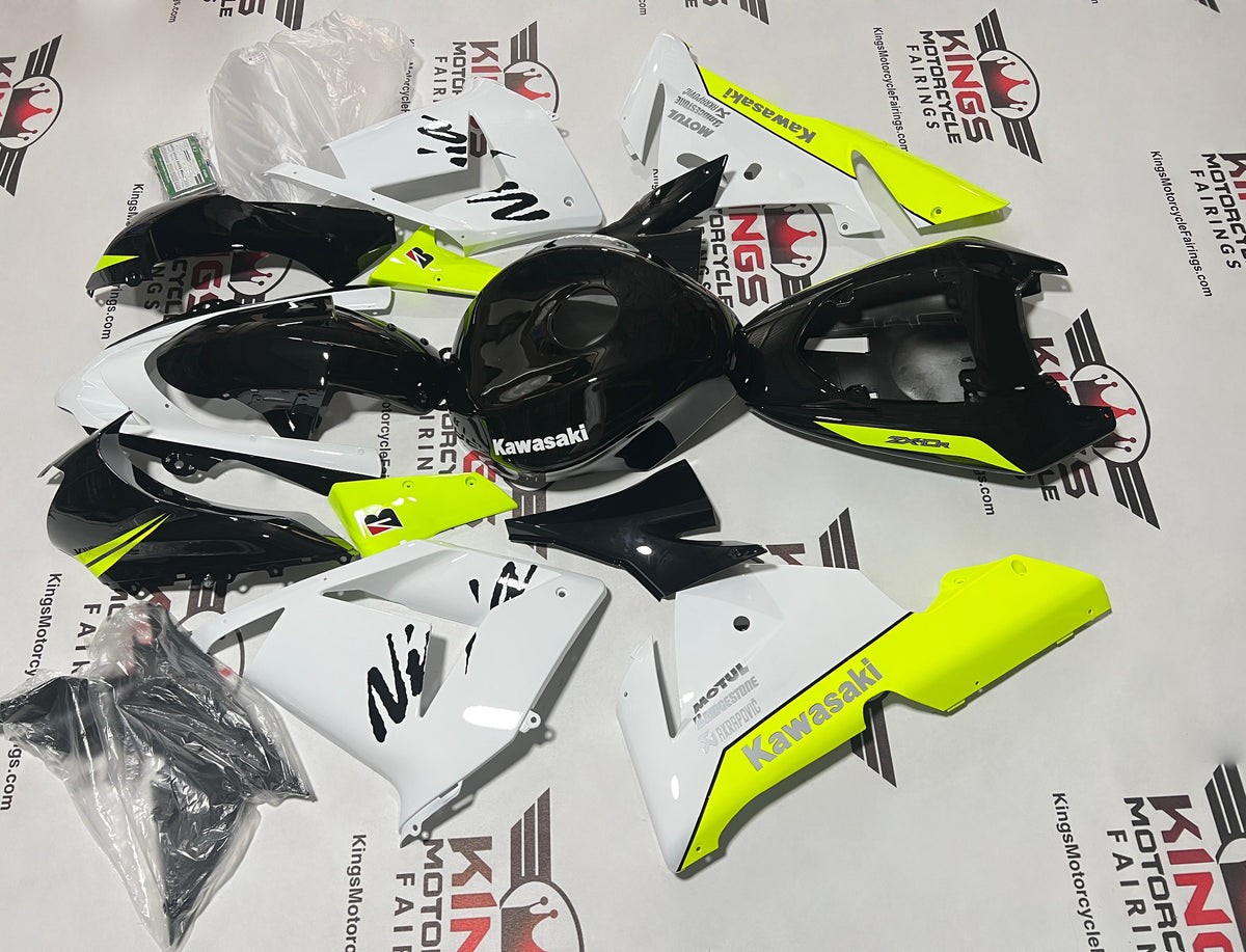 Fairings for Kawasaki ZX10R (2004-2005) White, Black, Neon Yellow, Gray at KingsMotorcycleFairings.com