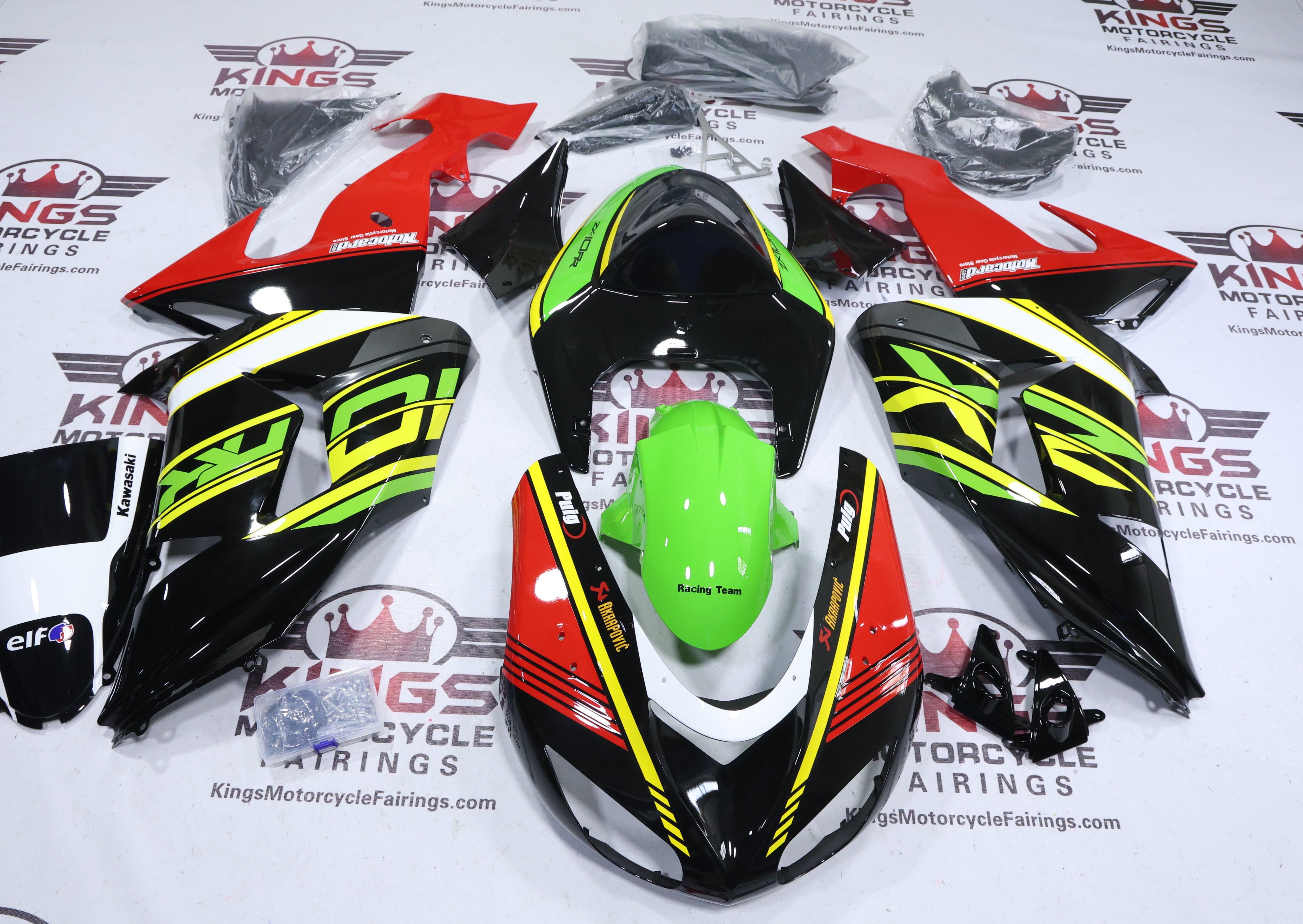 Fairings for Kawasaki ZX10R (2006-2007) Black, Green, Red, Yellow at KingsMotorcycleFairings.com