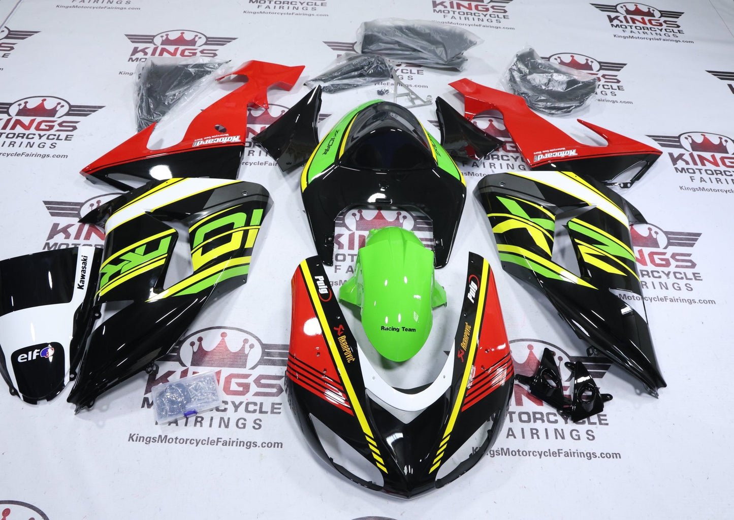 Fairings for Kawasaki ZX10R (2006-2007) Black, Red, Green, Yellow at KingsMotorcycleFairings.com