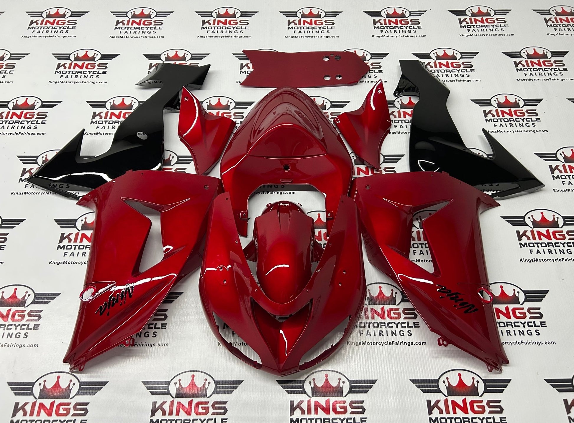 Fairings for Kawasaki ZX10R (2006-2007) Candy Red, Black from KingsMotorcycleFairings.com