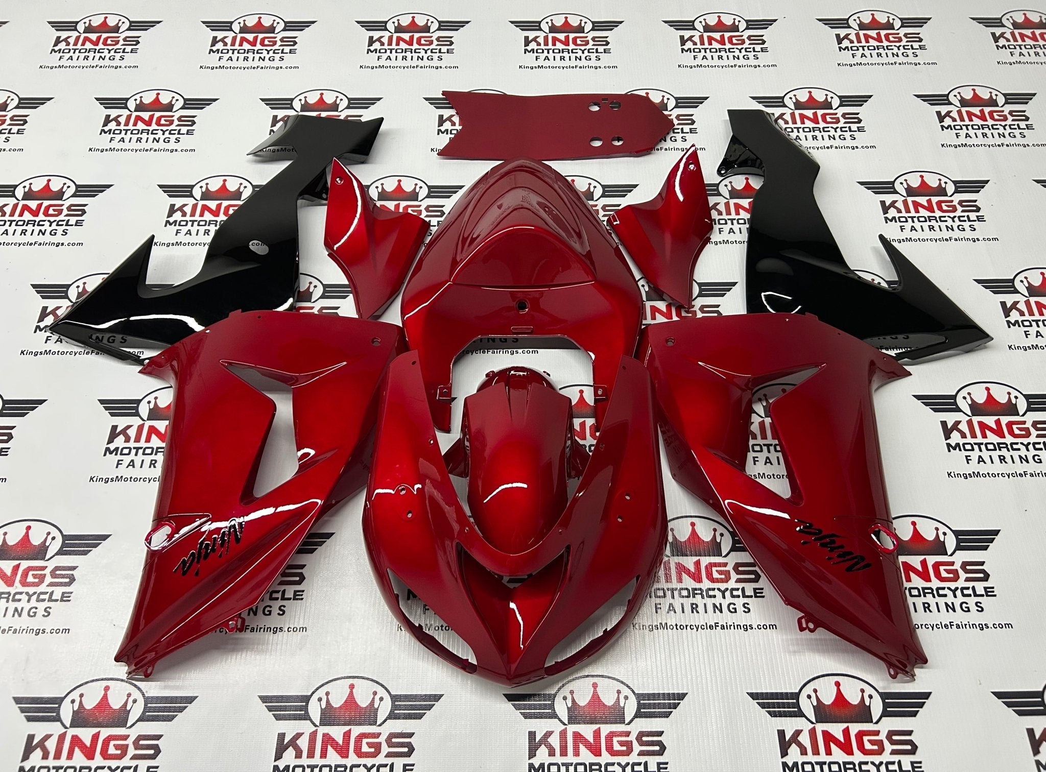 Fairings for Kawasaki ZX10R (2006-2007) Candy Red, Black from KingsMotorcycleFairings.com