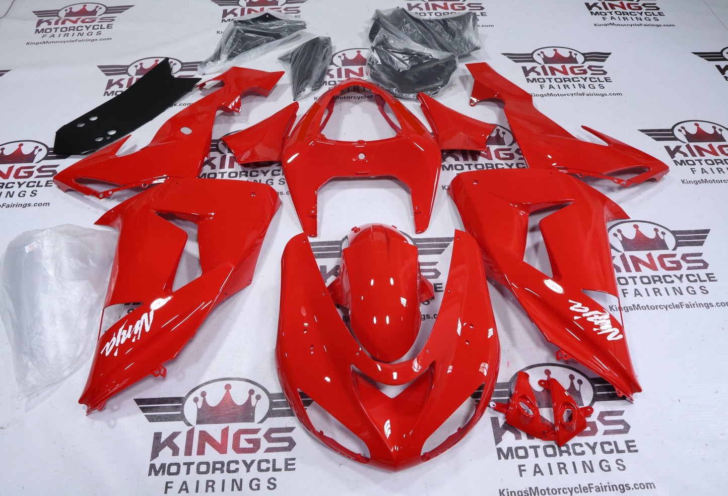 Fairings for Kawasaki ZX10R (2006-2007) Red, White at KingsMotorcycleFairings.com
