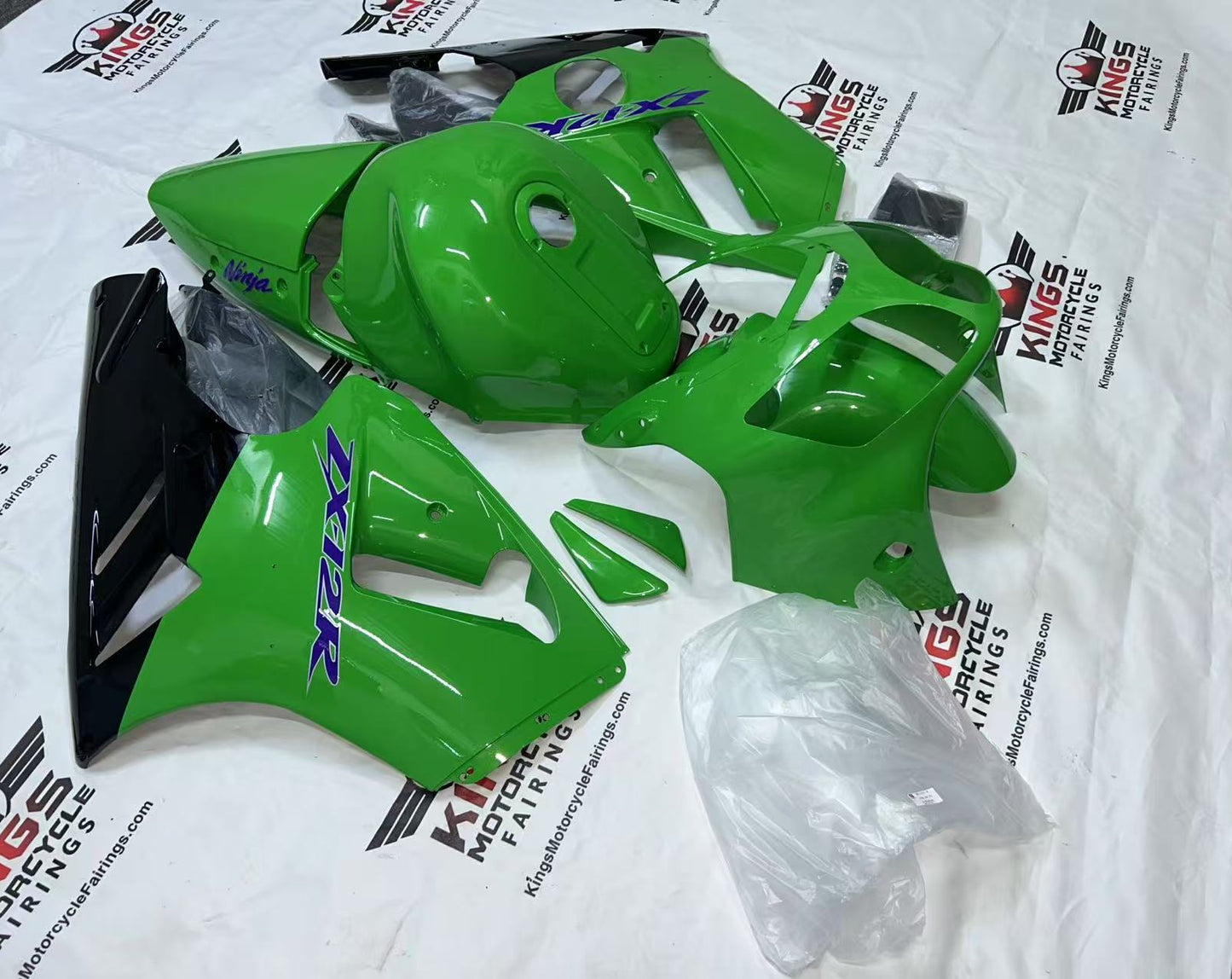 Fairings for Kawasaki ZX12R (2000-2001) Green, Black, Blue from KingsMotorcycleFairings.com