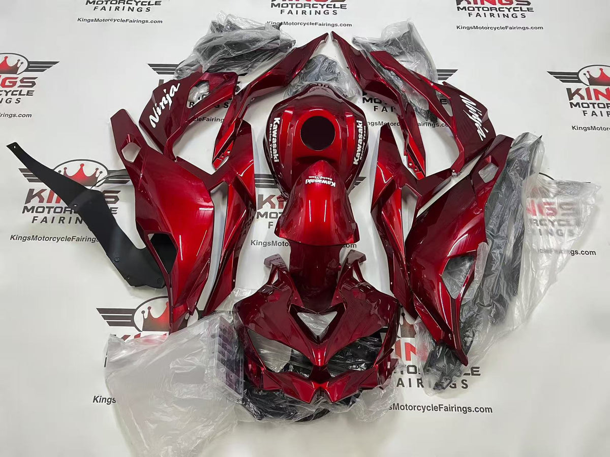 Fairings for Kawasaki ZX4RR (2019-2025) Dark Red, White KRT at KingsMotorcycleFairings.com