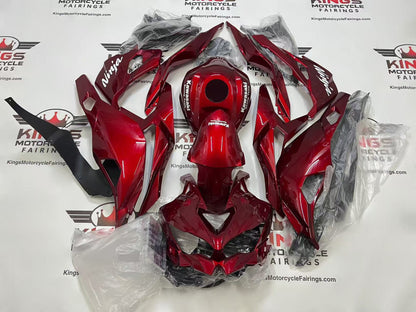 Fairings for Kawasaki ZX4RR (2019-2025) Dark Red, White KRT at KingsMotorcycleFairings.com