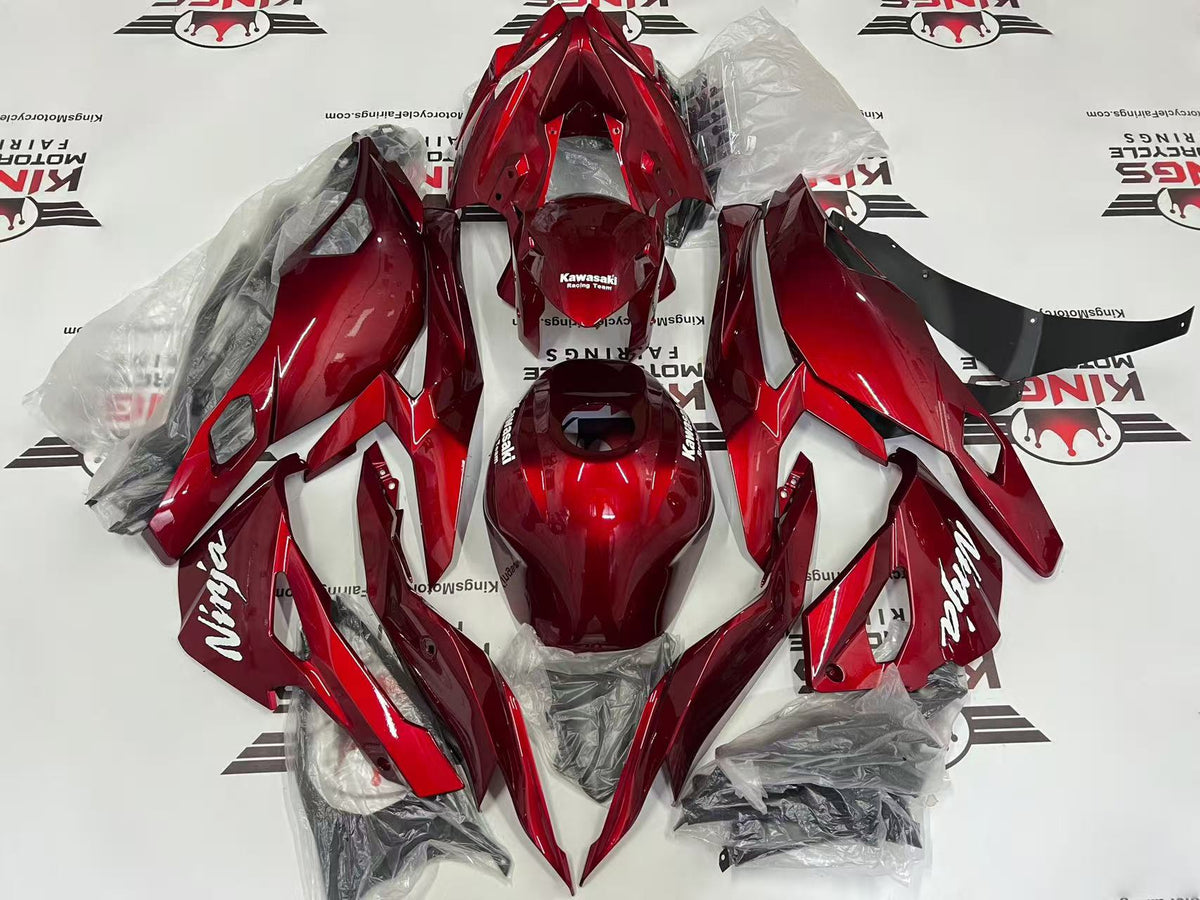 Fairings for Kawasaki ZX4RR (2019-2025) Dark Red, White KRT from KingsMotorcycleFairings.com