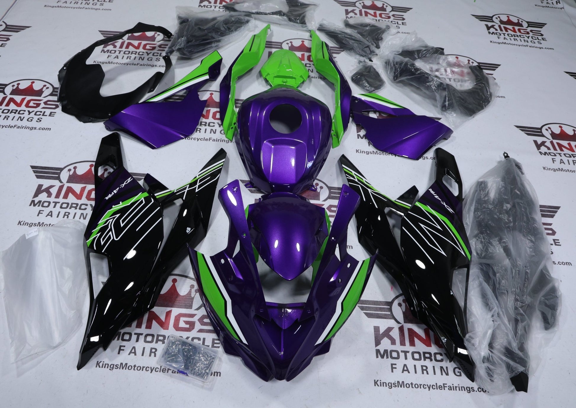 Fairings for Kawasaki ZX4RR (2019-2025) Purple, Black, Green, White at KingsMotorcycleFairings.com