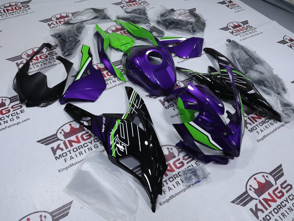 Fairings for Kawasaki ZX4R (2019-2025) Purple, Black, Green, White from KingsMotorcycleFairings.com