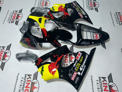Fairings for Kawasaki ZX6R 636 (2000-2002) Black, Yellow, RedBull from KingsMotorcycleFairings.com