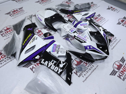 Fairings for Kawasaki ZX6R 636 (2005-2006) Black, White, Purple Playboy at KingsMotorcycleFairings.com