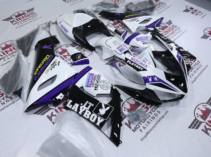 Fairings for Kawasaki ZX6R 636 (2005-2006) White, Black, Purple Playboy at KingsMotorcycleFairings.com